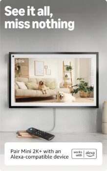 Blink Mini 2K+ (newest model) – Plug-in Home & Pet Security Camera with 2K video resolution, color night vision, enhanced audio, motion detection – 2 cameras (White)