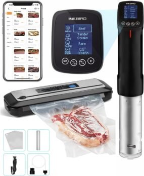 INKBIRD WIFI Sous Vide Cooker ISV-100W and Vacuum Sealer Machine | 1000W Sous-Vide Cooker Immersion Circulator with 14 Preset Recipes on APP and Thermal Immersion, Fast-Heating with Timer