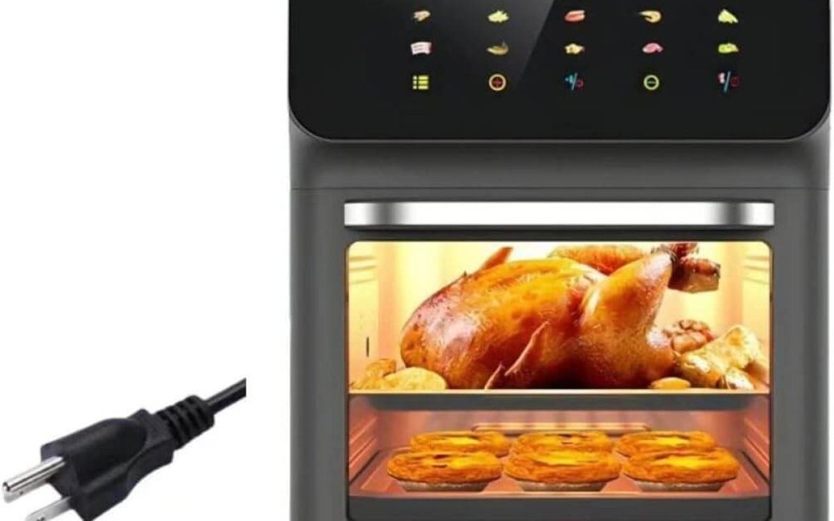 15 Liter Air Fryer Rotisserie Oven, Small Family Size, Powerful 1350W, 2 Rack Positions, 32-392F Temp Controls, Easy mode for Kitchen, Integrated Smart Thermometer, Linear T Technology