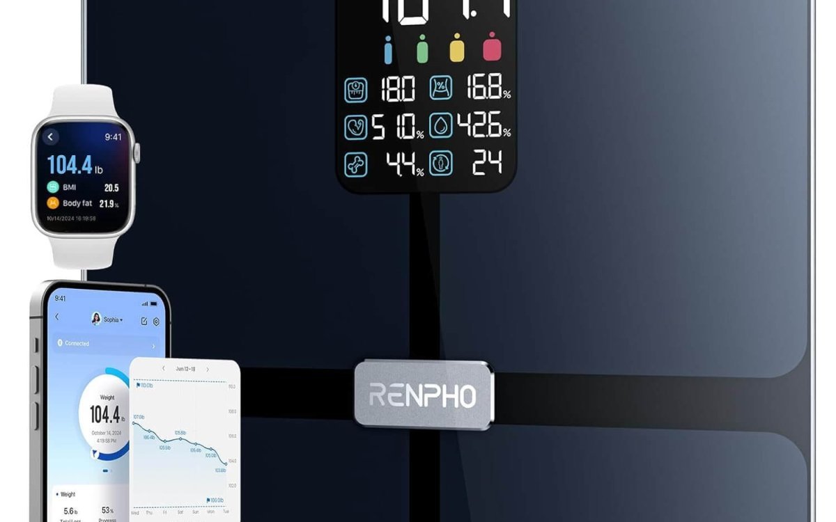 RENPHO Scales for Body Weight with Large VA Display, Smart Weighing Scales with App Fitness Tracking, High Precision Bathroom Scales for Body Weight, Body Fat, BMI, Multi-user