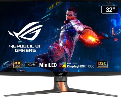 ASUS ROG Swift PG32UQXR, 32 Inch 4K UHD Gaming Monitor -,, 160 Hz, 1 ms GtG, Adaptive Sync, FreeSync, DisplayHDR 1000, Fast-IPS FALD, Quantum Dot, 16:9, 3840 x 2160, DP, HDMI 2.1, USB Hub