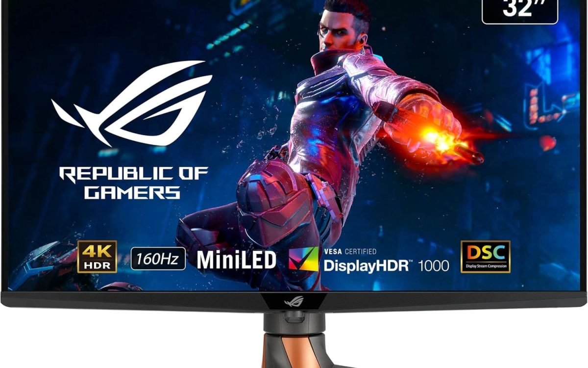 ASUS ROG Swift PG32UQXR, 32 Inch 4K UHD Gaming Monitor -,, 160 Hz, 1 ms GtG, Adaptive Sync, FreeSync, DisplayHDR 1000, Fast-IPS FALD, Quantum Dot, 16:9, 3840 x 2160, DP, HDMI 2.1, USB Hub