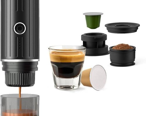 BENFUCHEN Portable Espresso Machine For Travel, USB-C Charging, Self-Heating Electric Espresso Maker, 19 Bar Mini Coffee Maker On the Go For Camping & Hiking For Ground Coffee & NESPRESSOpods, Black