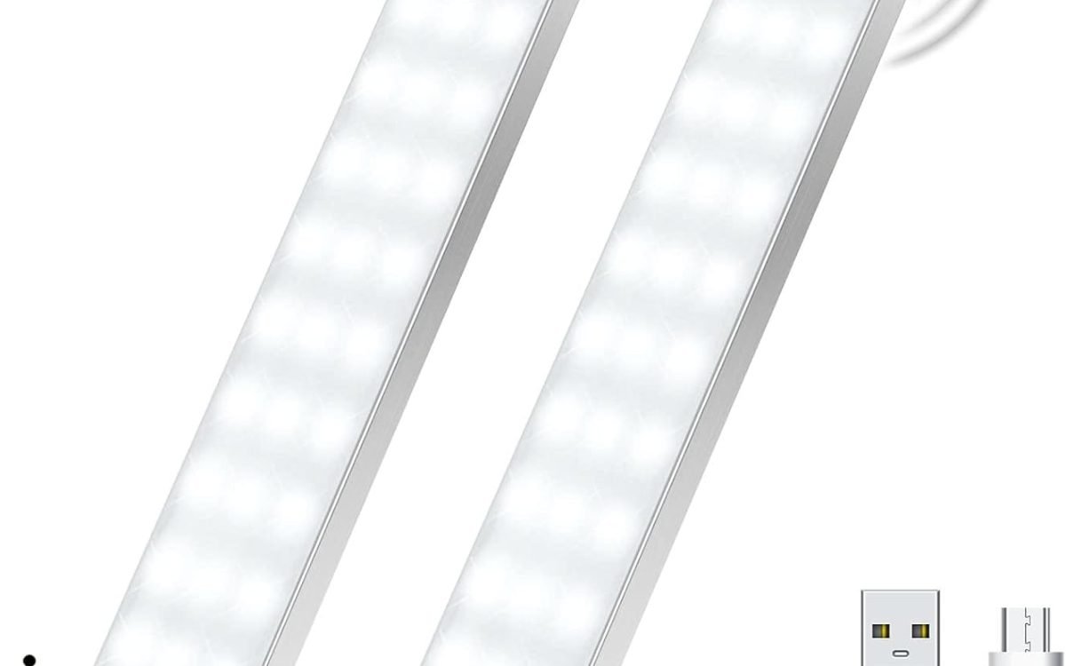 Cabinet Lighting LED with Motion Sensor Pack of 2 Cabinet Light Cabinet Light LED Strip Battery USB Rechargeable Under-Unit Light Kitchen for Wardrobe, Stairs, Trunk, RV