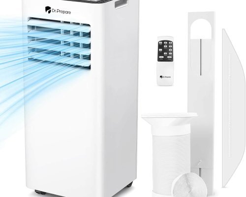 DR.PREPARE 9000 BTU Air Conditioning Unit, 4-in-1 Portable Air Conditioner with Remote Control, Dehumidifier, Cooling Fan with 2 Speeds, 24H Timer & Sleep Mode, Child Lock, Dual Window Venting Kit