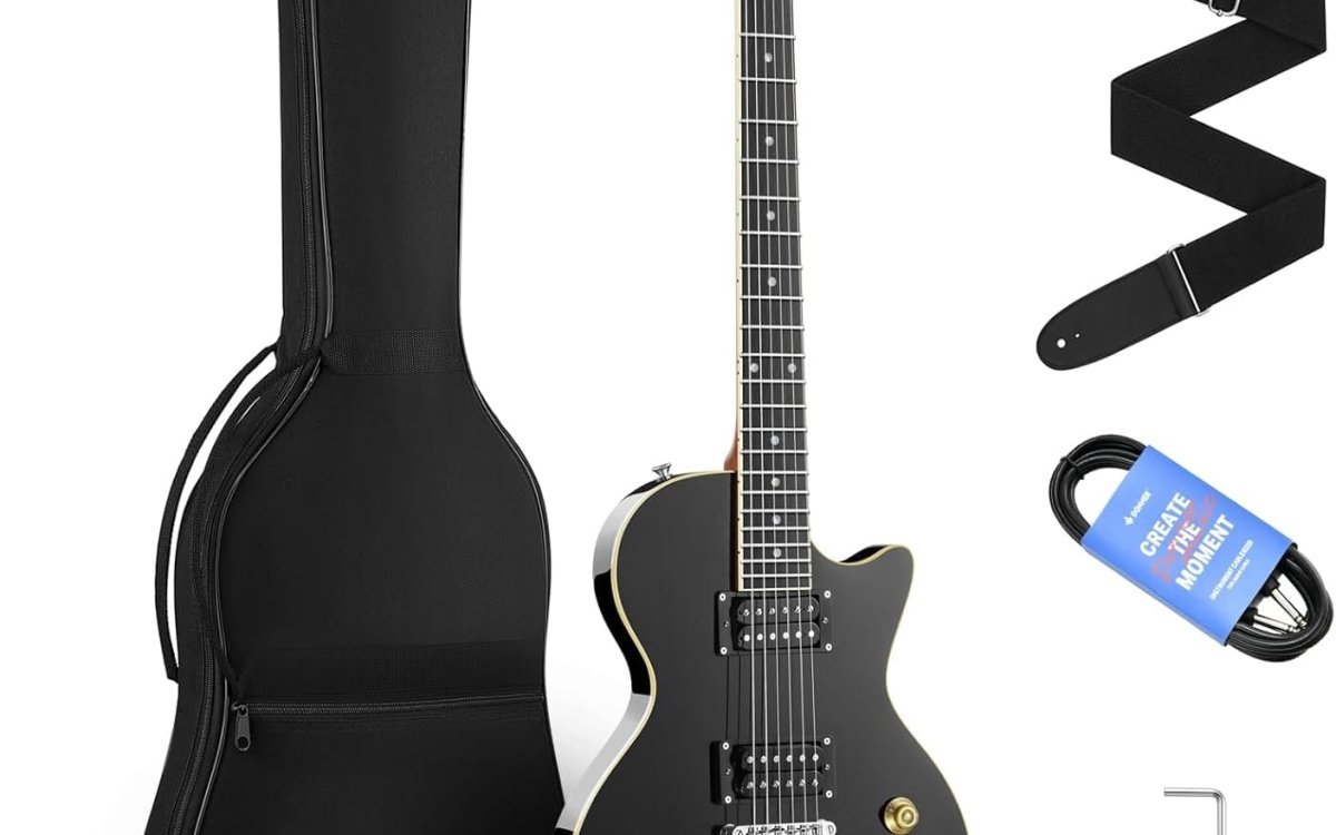 Donner LP Electric Guitar Kit Full Size Guitar Starter Set 39 Inch Solid Body with Bag, Strap, Cable