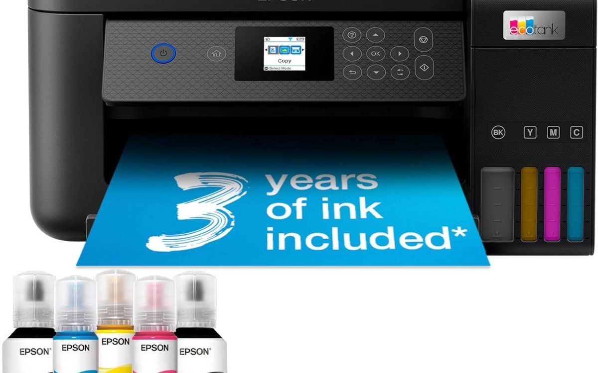Epson EcoTank ET-2850 A4 Multifunction Air Print and Wi-Fi Ink Tank Printer with double sided printing, Up To 3 Years Of Ink Included