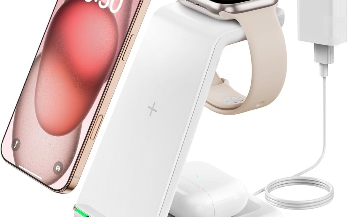 GEEKERA 3 in 1 Wireless Charging Station for Apple, Fast Wireless Charger Stand Dock for iPhone 16 15 14 13 12 11 Pro Max Plus XR XS X, Apple Watch Ultra/9/SE/8/7/6/5/4/3/2, AirPods Pro/4/3/2