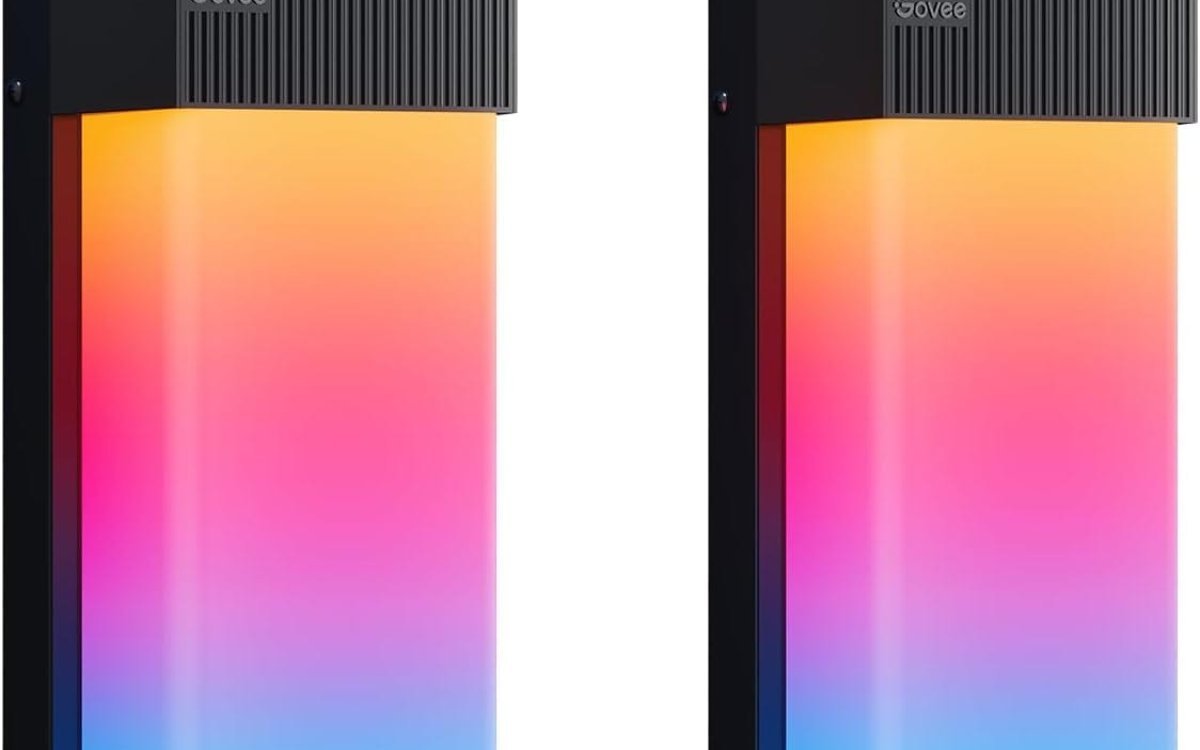 Govee Outdoor Wall Lights RGBIC, 1500LM Smart LED Wall Light with 45 Scene Modes, IP65 Waterproof for Outside Light, DIY Lighting Effects, Works with Alexa, Google Assistant and Matter, 2 Packs 