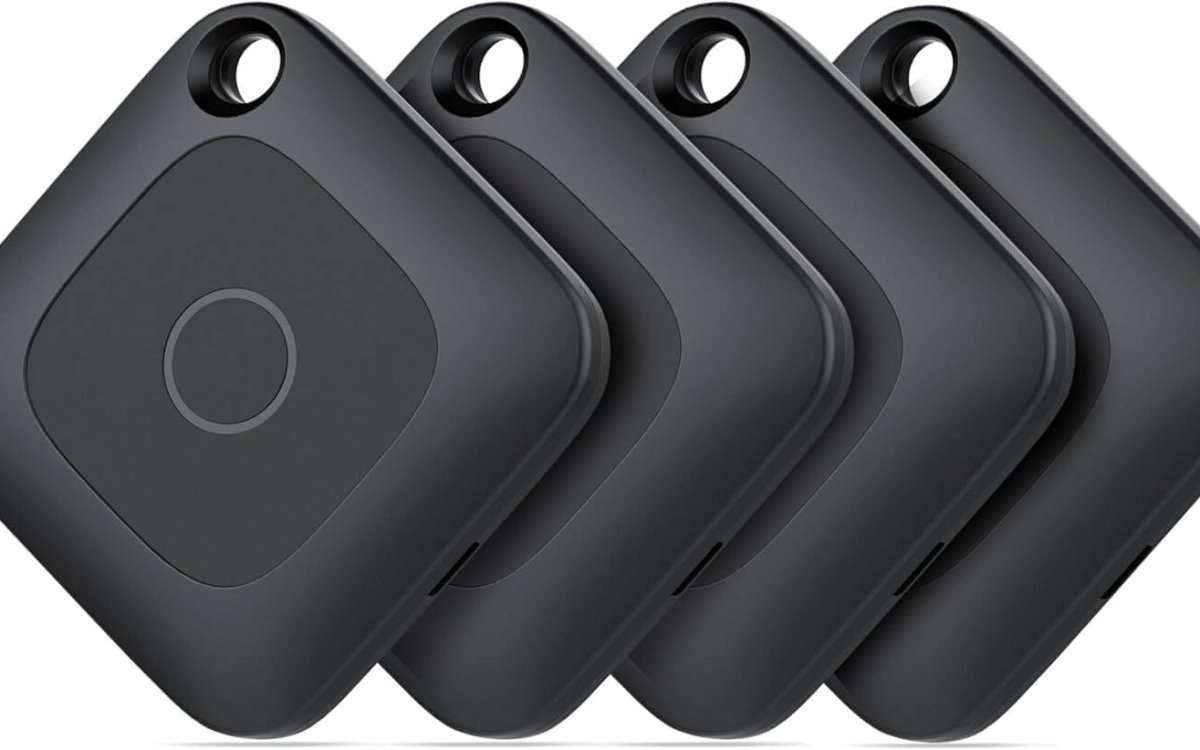 Hoxe Item Finder Bluetooth, Air Tracker Tag Works with Find My (iOS only), Key Finder Locator for Suitcases, Luggage and More - 100dB Beep, Replaceable Battery, Worldwide Tracking (4-Pack)