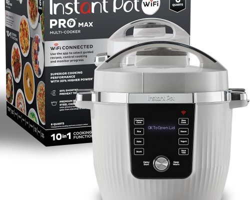 Instant Pot PRO Max Wi-Fi Smart 10-in-1 Pressure Cooker, Steamer, Saute, Warmer, Rice Cooker, Yogurt Maker, Sous Vide, Baker, NutriBoost - Includes App with 2000+ Recipes - 6 Quart