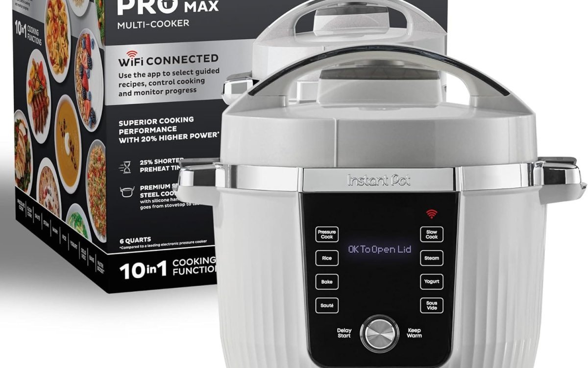 Instant Pot PRO Max Wi-Fi Smart 10-in-1 Pressure Cooker, Steamer, Saute, Warmer, Rice Cooker, Yogurt Maker, Sous Vide, Baker, NutriBoost - Includes App with 2000+ Recipes - 6 Quart