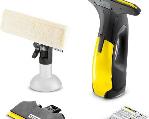 Kärcher Battery Window Vacuum Cleaner WV 2 Black Edition (Battery Life: 35 min, LED-Charge Status Display, 2 Suction Nozzles, Spray Bottle With Microfiber Cover, 20 ml Window Cleaner Concentrate