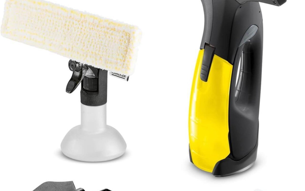 Kärcher Battery Window Vacuum Cleaner WV 2 Black Edition (Battery Life: 35 min, LED-Charge Status Display, 2 Suction Nozzles, Spray Bottle With Microfiber Cover, 20 ml Window Cleaner Concentrate