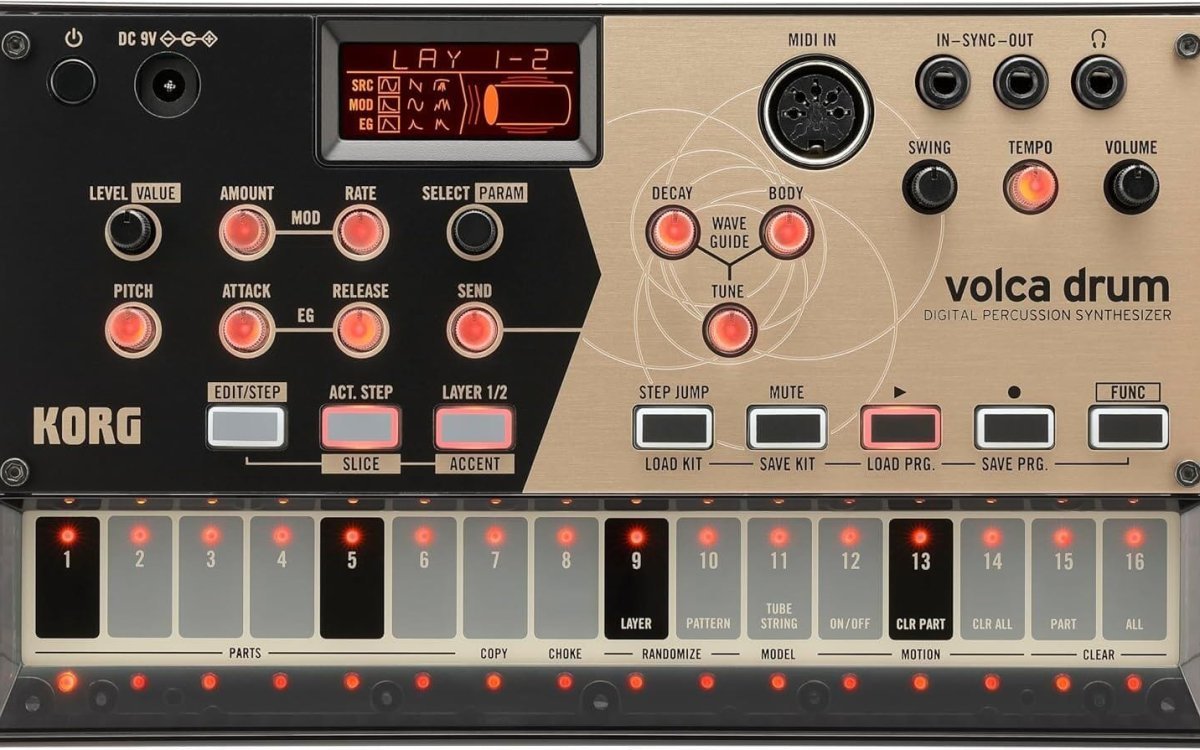 Korg Volca Drum Digital Percussion Synthesizer w/ 16-step Sequencer and Active Step