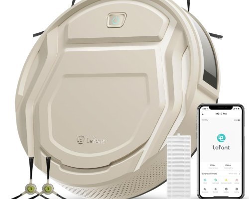LEFANT M210P Robot Vacuum Cleaner, Super Slim Vacuum Cleaner Robot, 2200 Pa Suction Power, 120 Minutes Runtime, WLAN Optimised for Carpets, Pet Hair, Hard Floors, Robot Vacuum Cleaner with Charging