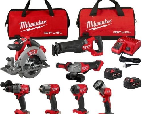 Milwaukee M18 FUEL 18V Lithium-Ion Brushless Cordless Combo Kit with Two 5.0Ah Batteries, 1 Charger, 2 Tool Bags (7 Tools)