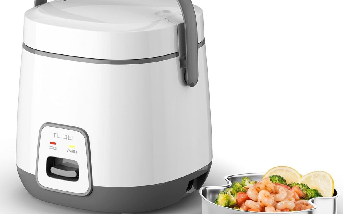 Mini Rice Cooker 2.5-Cup Uncooked(5-Cup cooked), Healthy Non-stick Coating 1.2L Small Rice Maker for 1-3 People, Portable Travel Rice Pot with Steam Tray, Rice Maker for Grains, White Rice