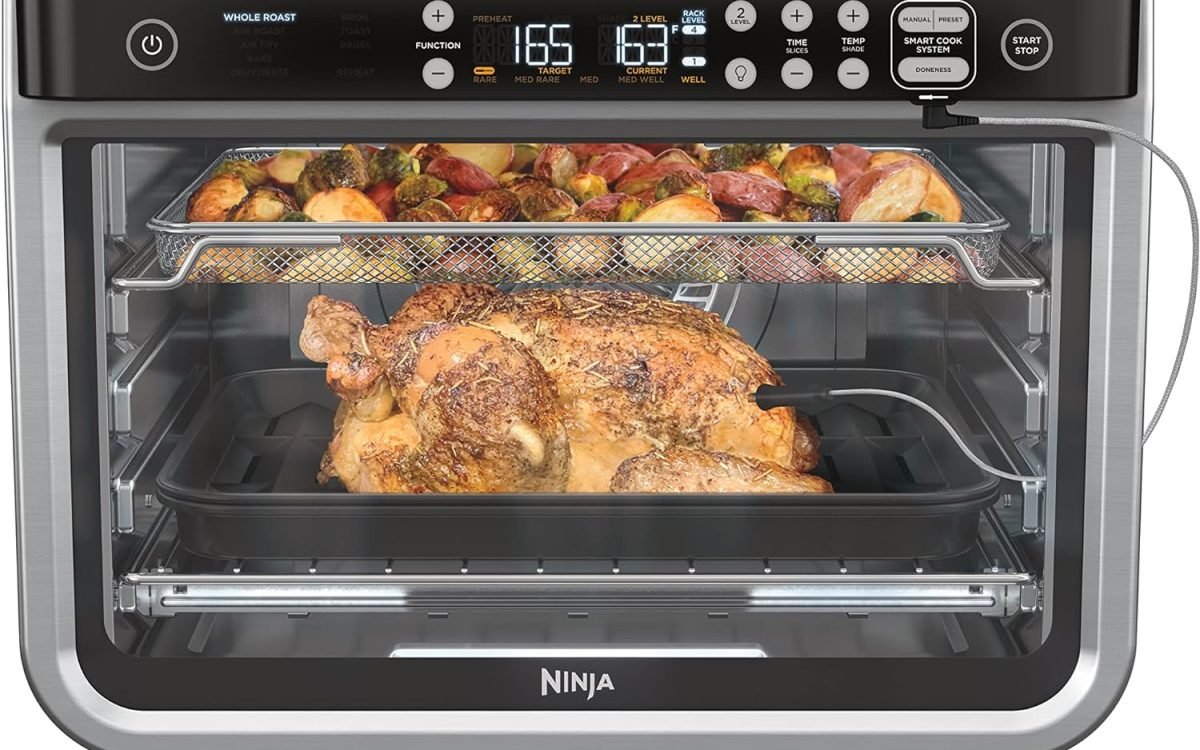 Ninja DT251 Foodi 10-in-1 Smart XL Air Fry Oven, Bake, Broil, Toast, Roast, Digital Toaster, Thermometer, True Surround Convection up to 450°F, includes 6 trays & Recipe Guide