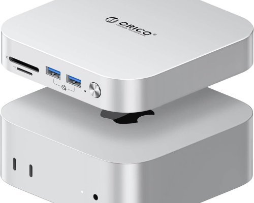 ORICO Mac Mini M4 Dock, MiniLink USB Hub Compatible for Mac Mini M4 2024, 9-in-1 Aluminum Dock with SSD Enclosure for NVME/SATA M.2, USB A 10Gbps, 3.0 SD/TF Card Readers, 3.5mm Audio Jack