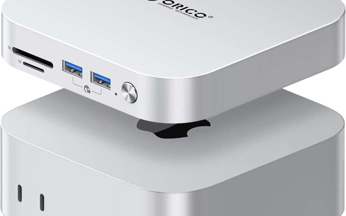 ORICO Mac Mini M4 Dock, MiniLink USB Hub Compatible for Mac Mini M4 2024, 9-in-1 Aluminum Dock with SSD Enclosure for NVME/SATA M.2, USB A 10Gbps, 3.0 SD/TF Card Readers, 3.5mm Audio Jack
