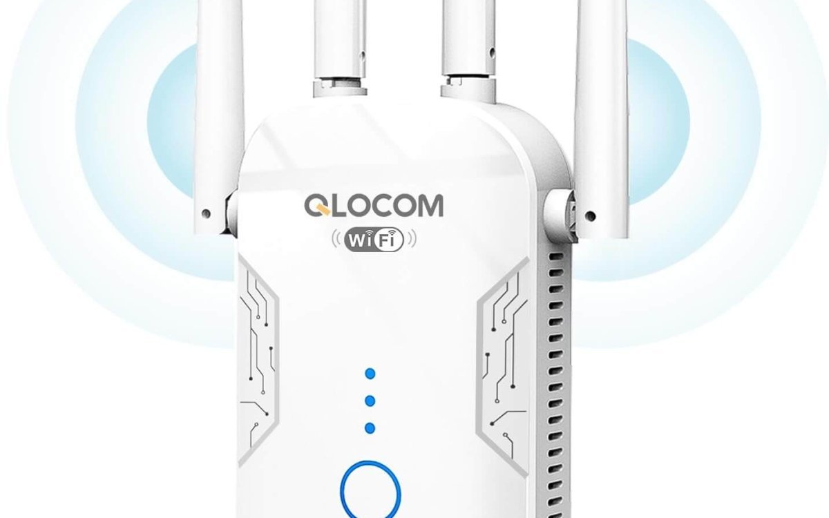 QLOCOM 2025 Newest WiFi Booster Range Extender 1200Mbps WiFi Extender Booster Dual Band 5GHz & 2.4GHz Wireless Internet Booster/Hotspot with Wider Coverage, Broadband Extender, UK Plug