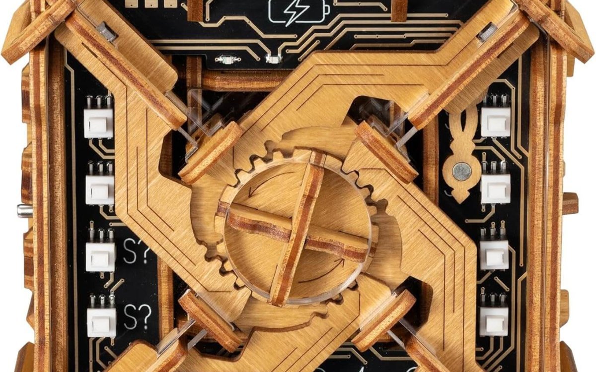 Tesla Puzzle Box - Electronic Brain Teaser Puzzle for Adults - Wooden Treasure Chest - Money Puzzlebox for Cash Gift - Escape Room Game in a Box