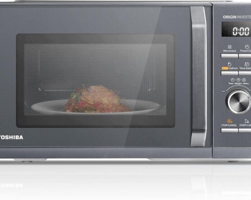 Toshiba 25L Solo 900W Microwave Oven in a Stunning Sleek Morandi Grey Colour. With Origin Inverter, Chef Defrost, 10 Power Levels, 7 Auto Menus, Easy Clean