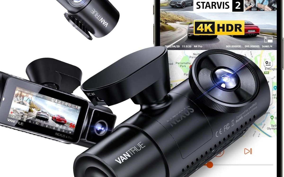 VANTRUE N4 Pro 4K 3 Channel Dash Cam 5G WiFi GPS, STARVIS 2, 4K+1080P+1080P Front and Rear Inside Triple Car Camera 3CH HDR, Night Vision, Voice Control, 24/7 Buffered Parking Mode, Support 512GB