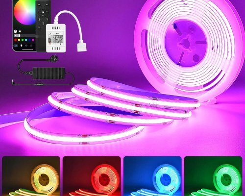 WiFi 10 m Intelligent COB RGB LED Strip Fairy Lights 576LEDs/M 5760LEDs 24V Dimmable LED Strip Light Bar Works with Alexa/Google Home Assistant, Malleable LED Light Set