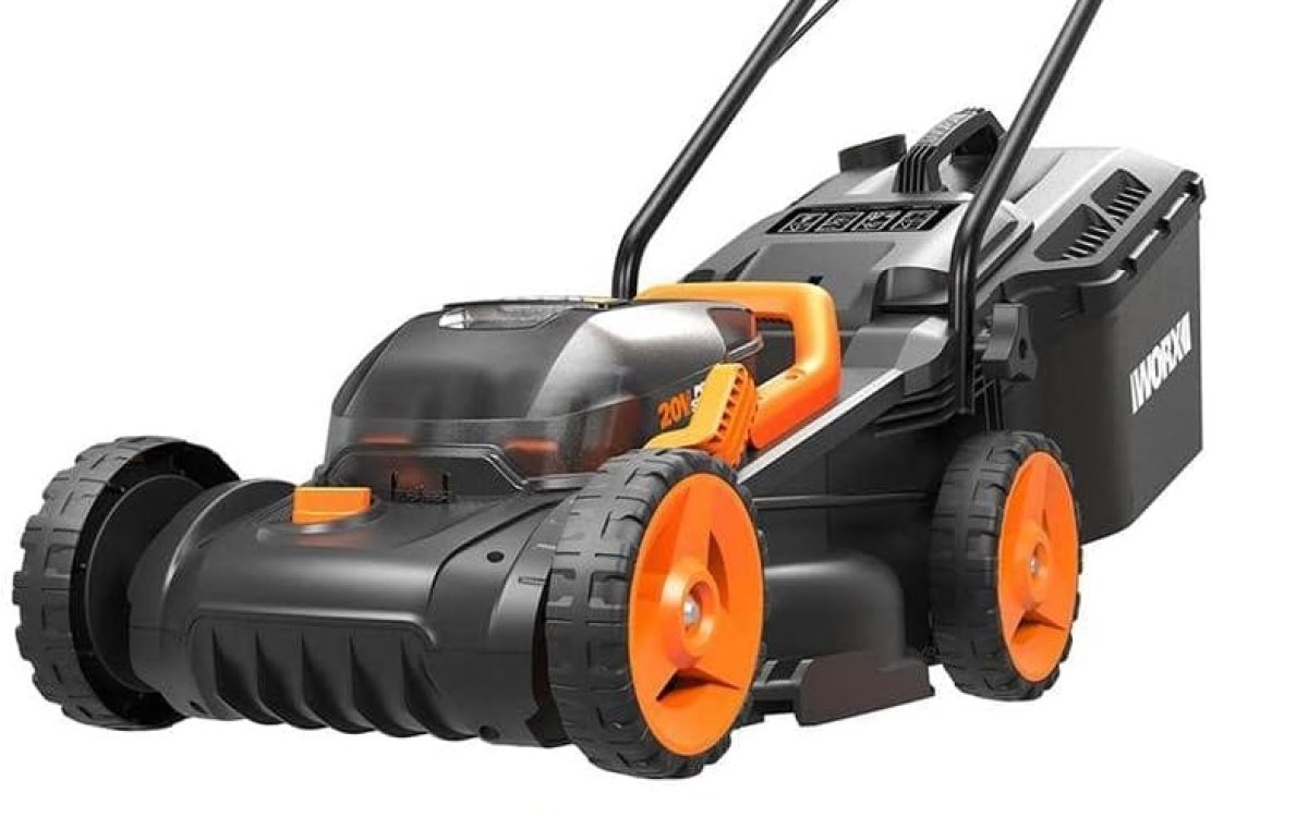 Worx WG779E.2 40V 34cm Cordless Lawnmower – Ideal for Small to Medium Gardens (Up to 400㎡) – Includes 2x 2.0Ah Batteries & Charger – Cut-to-Edge, Striped Lawn Roller, Foldable Handle, PowerShare