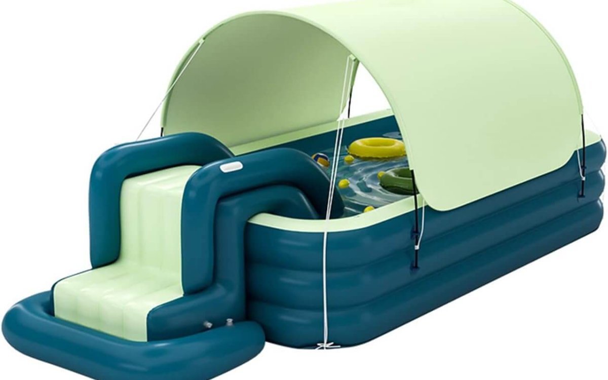 YUEWO Inflatable Swimming Pool with Canopy Above Ground Portable Pool for Adults Blow Up Pool for Family Garden Backyard (Green,3m/3Layers)